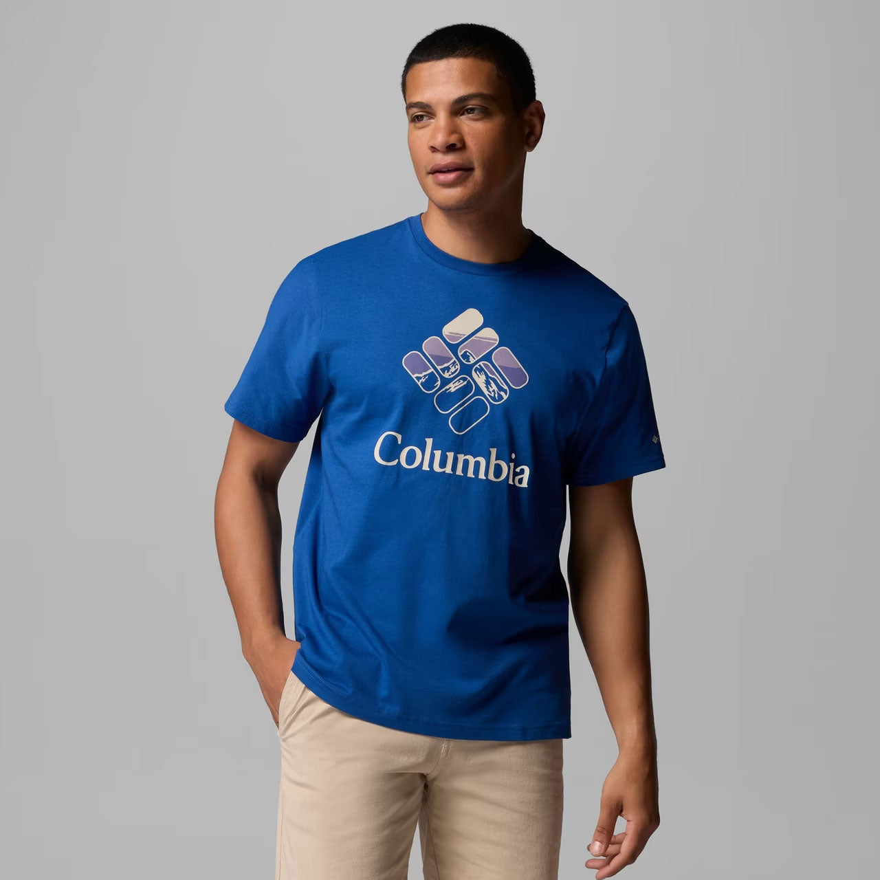 ORGANIC COTTON GRAPHIC T-SHIRT Mountain Blue, Heavenly Stacked
