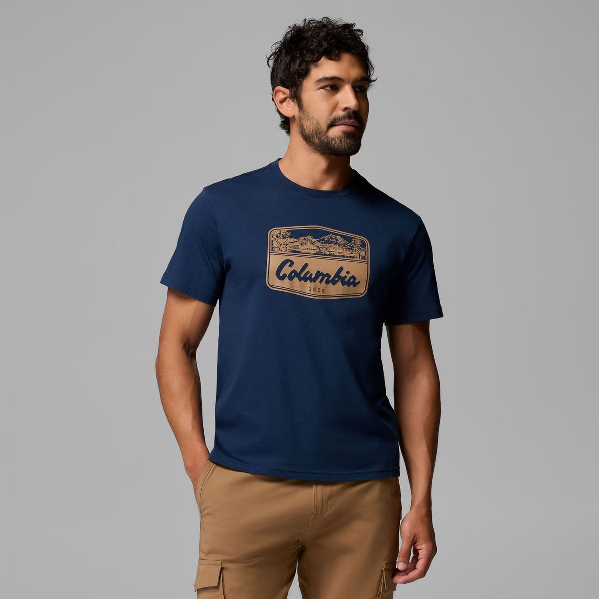 ORGANIC COTTON GRAPHIC T-SHIRT Collegiate Navy, Hex Woodblock Badge