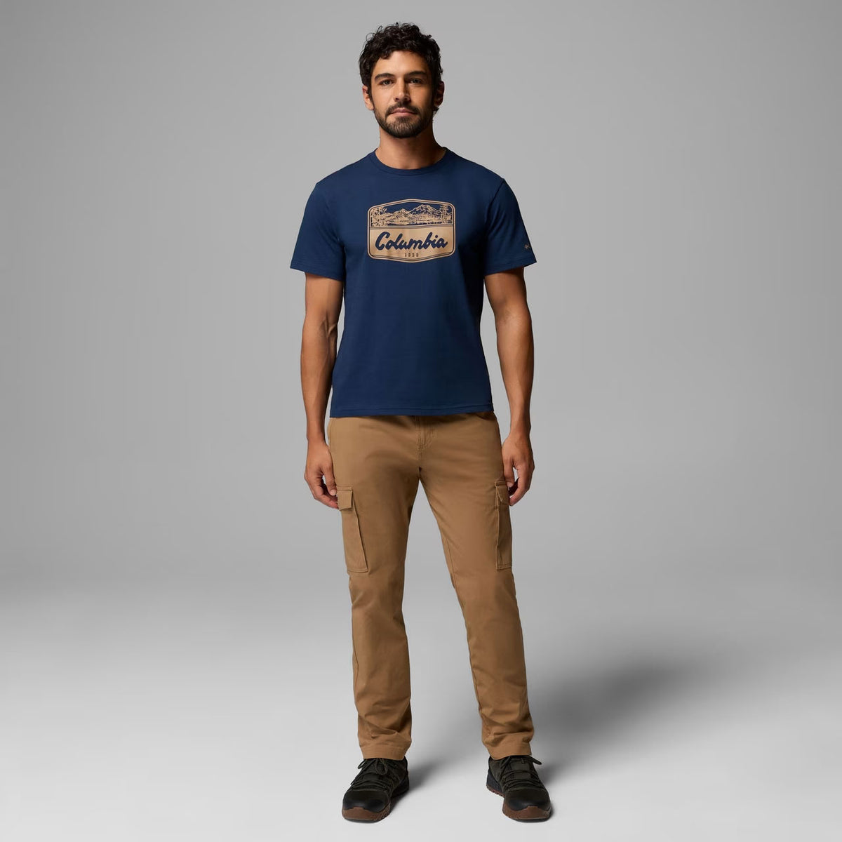 ORGANIC COTTON GRAPHIC T-SHIRT Collegiate Navy, Hex Woodblock Badge