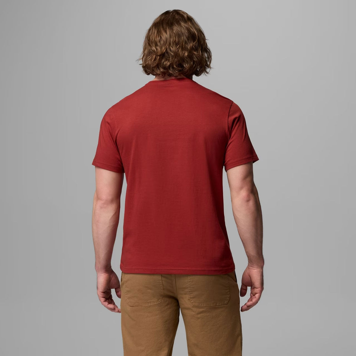 ORGANIC COTTON GRAPHIC T-SHIRT Red Oxide, Hex Woodblock Badge