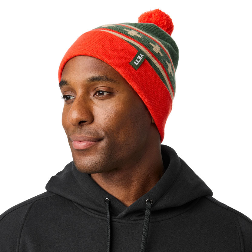 YETI COOLERS POM BEANIE Green/Orange