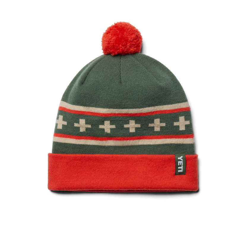 YETI COOLERS POM BEANIE Green/Orange