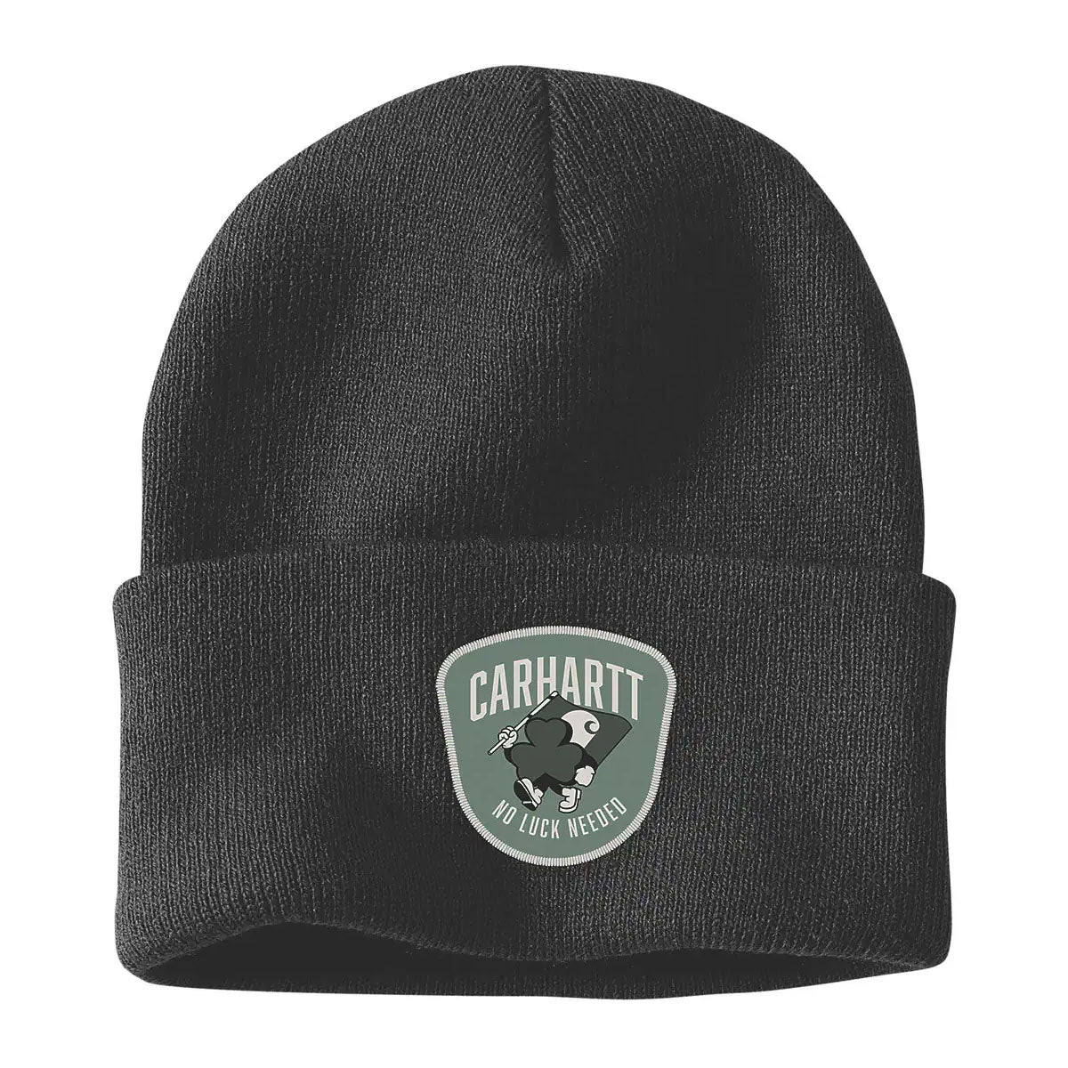 KNIT SHAMROCK PATCH BEANIE Black
