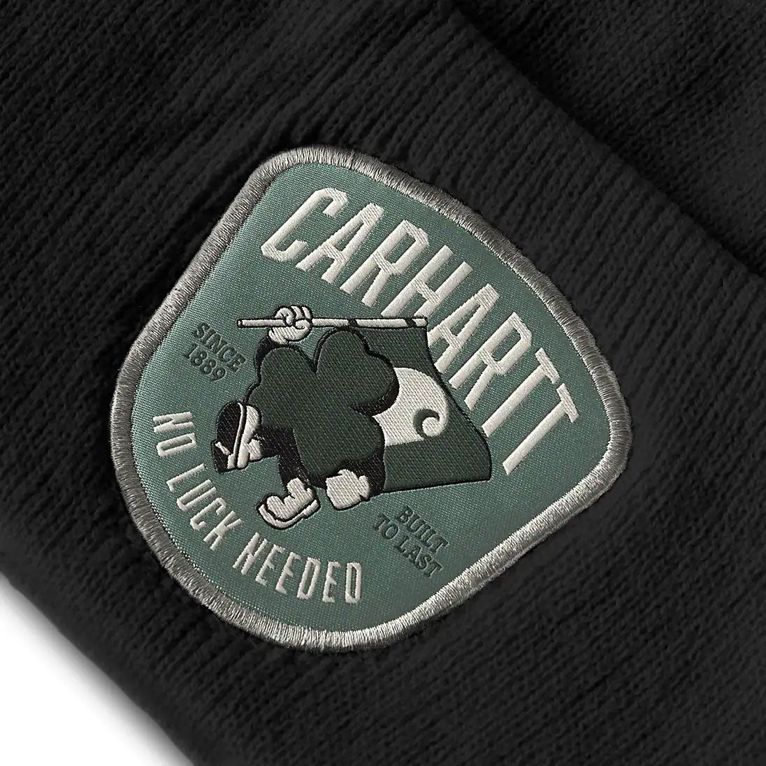 KNIT SHAMROCK PATCH BEANIE Black
