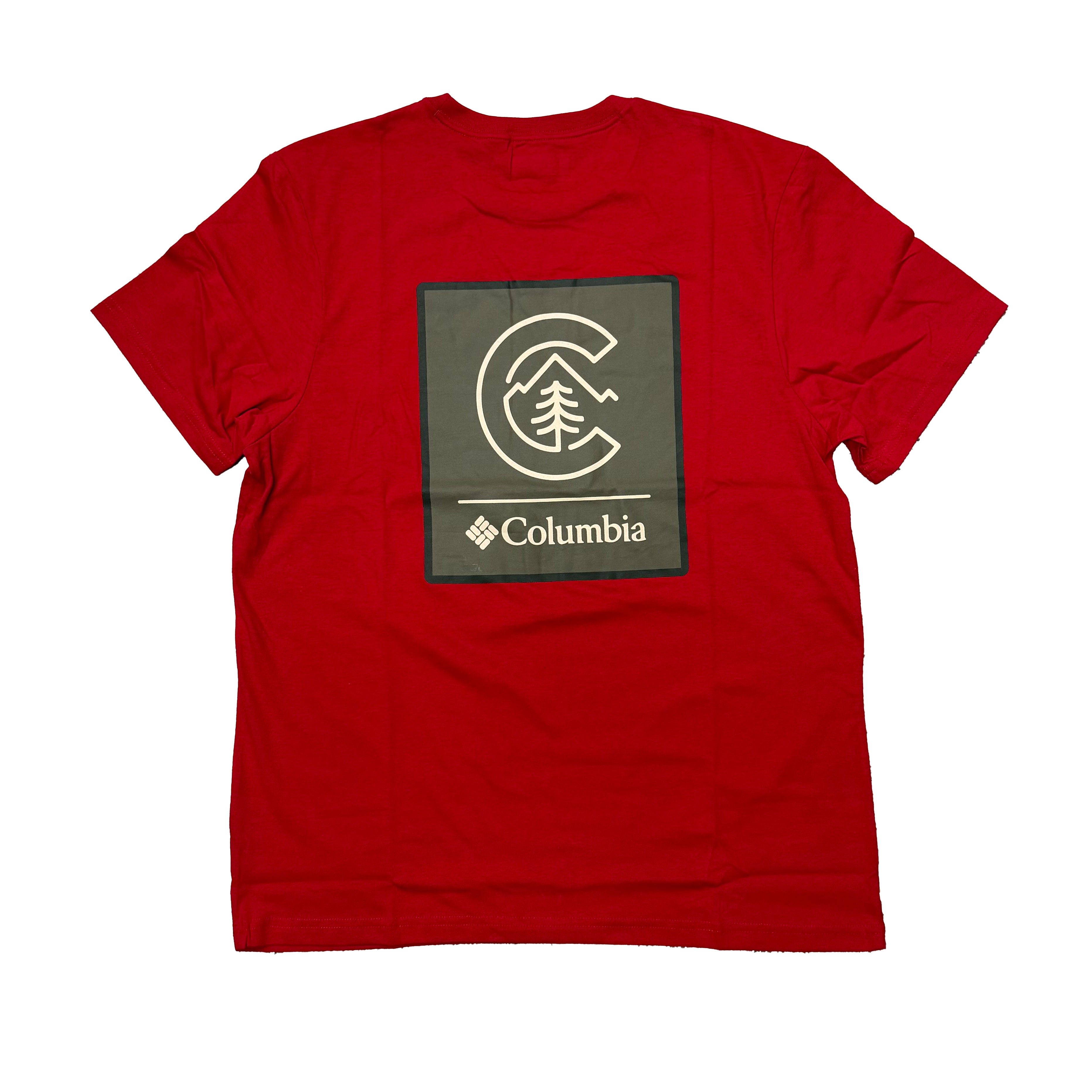 ORGANIC COTTON GRAPHIC T-SHIRT Mountain Red, Linework C Badge