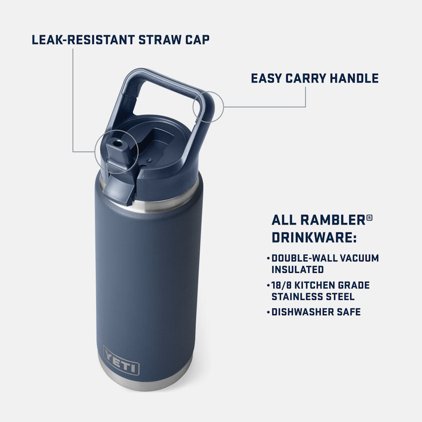 RAMBLER® 26 OZ (739 ML) BOTTLE WITH STRAW CAP Navy