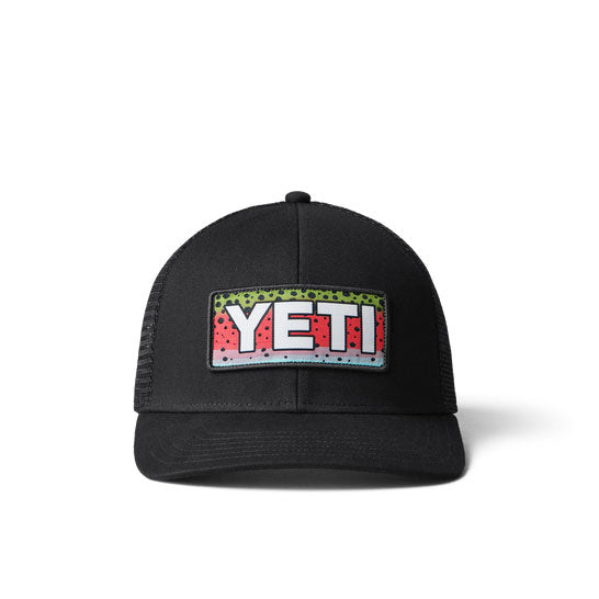 RAINBOW TROUT LOGO BADGE TRUCKER HAT Black