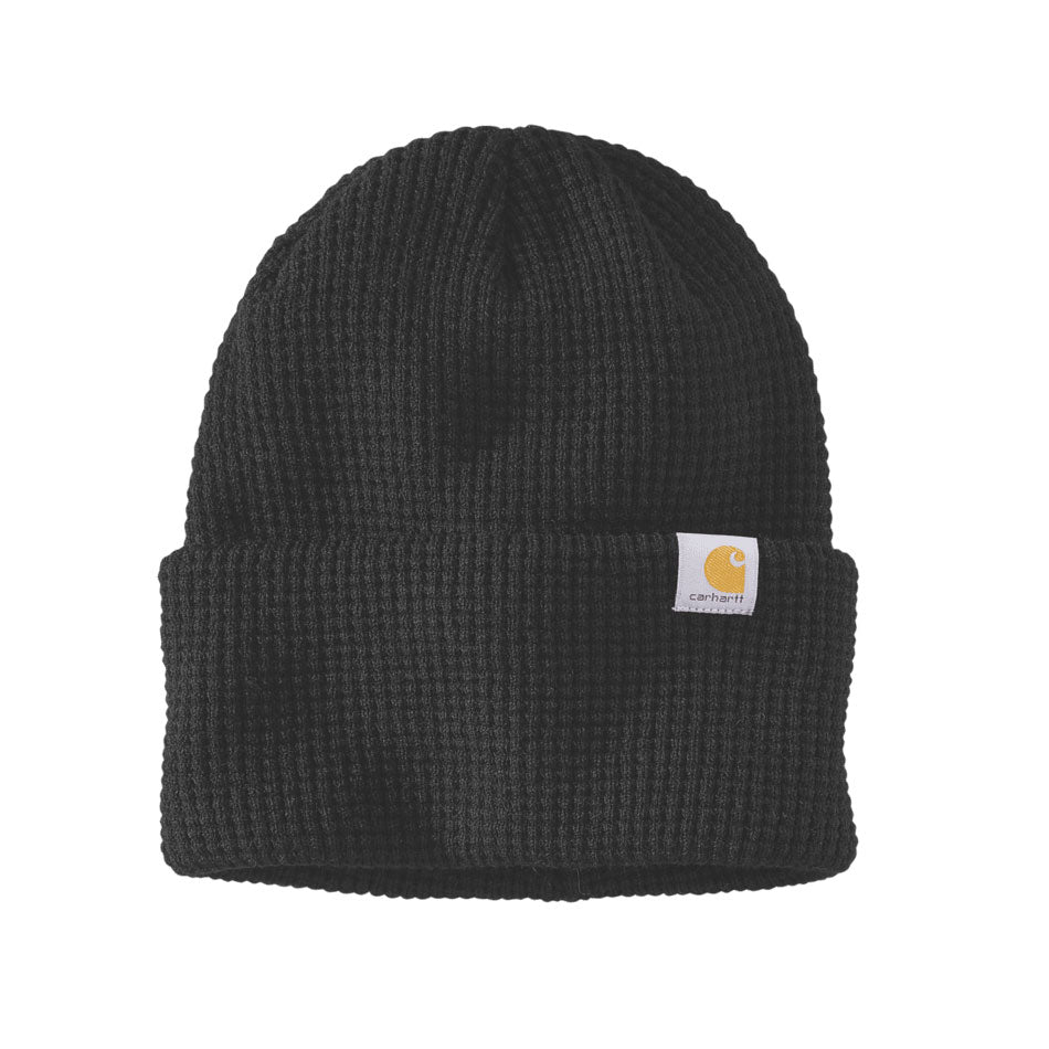WAFFLE CUFFED BEANIE Black