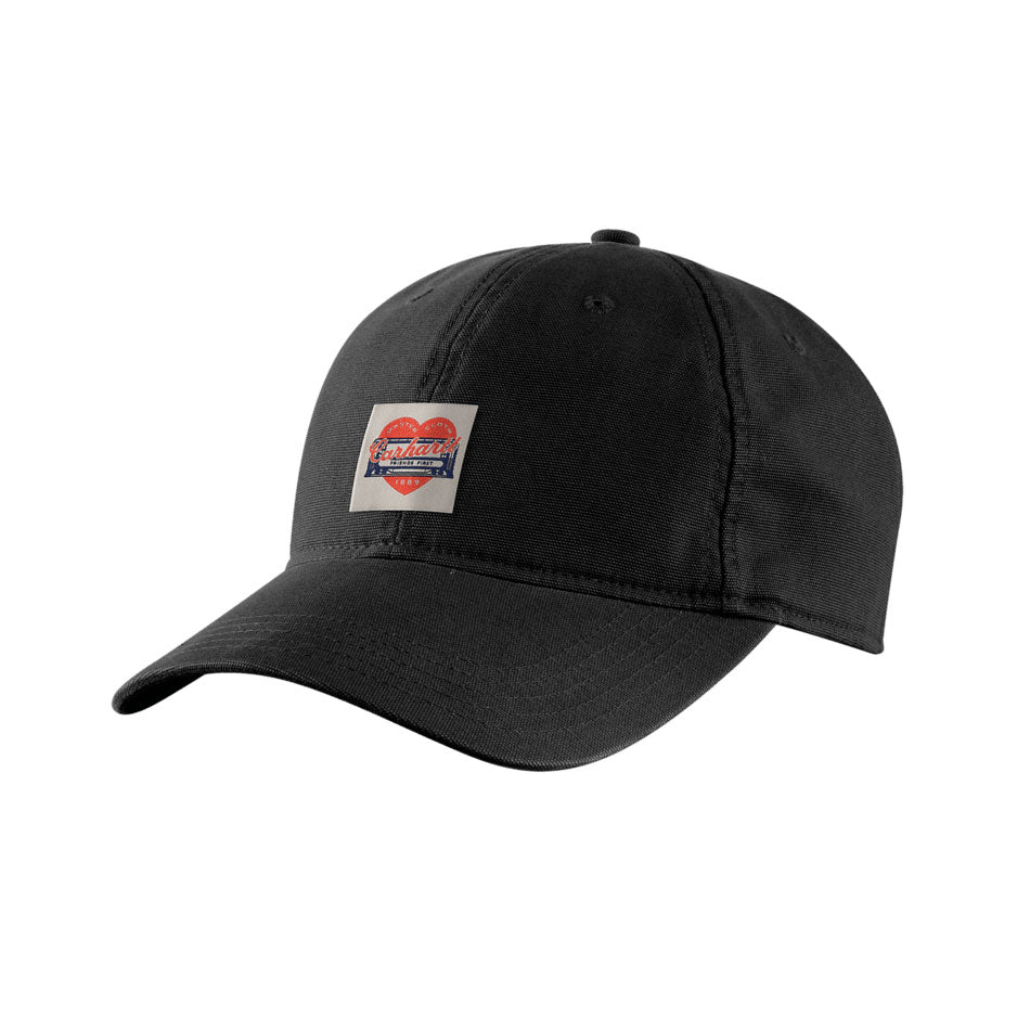 WOMENS HEART PATCH CANVAS CAP Black