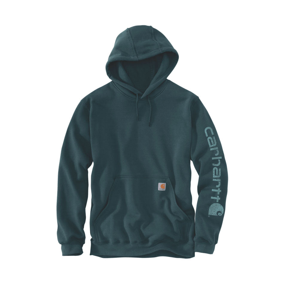 MIDWEIGHT SLEEVE LOGO HOODIE Dark Harbor Teal Heather