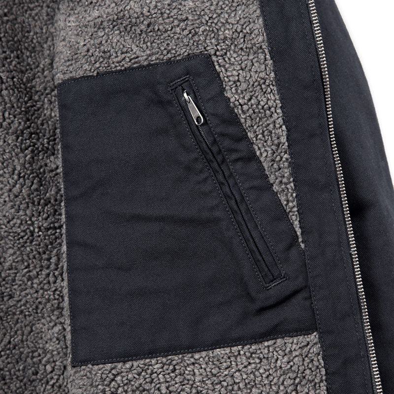 WASHED DUCK SHERPA-LINED JACKET Black