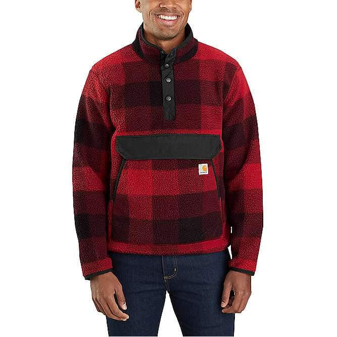 RELAXED FIT FLEECE PULLOVER Oxblood Plaid