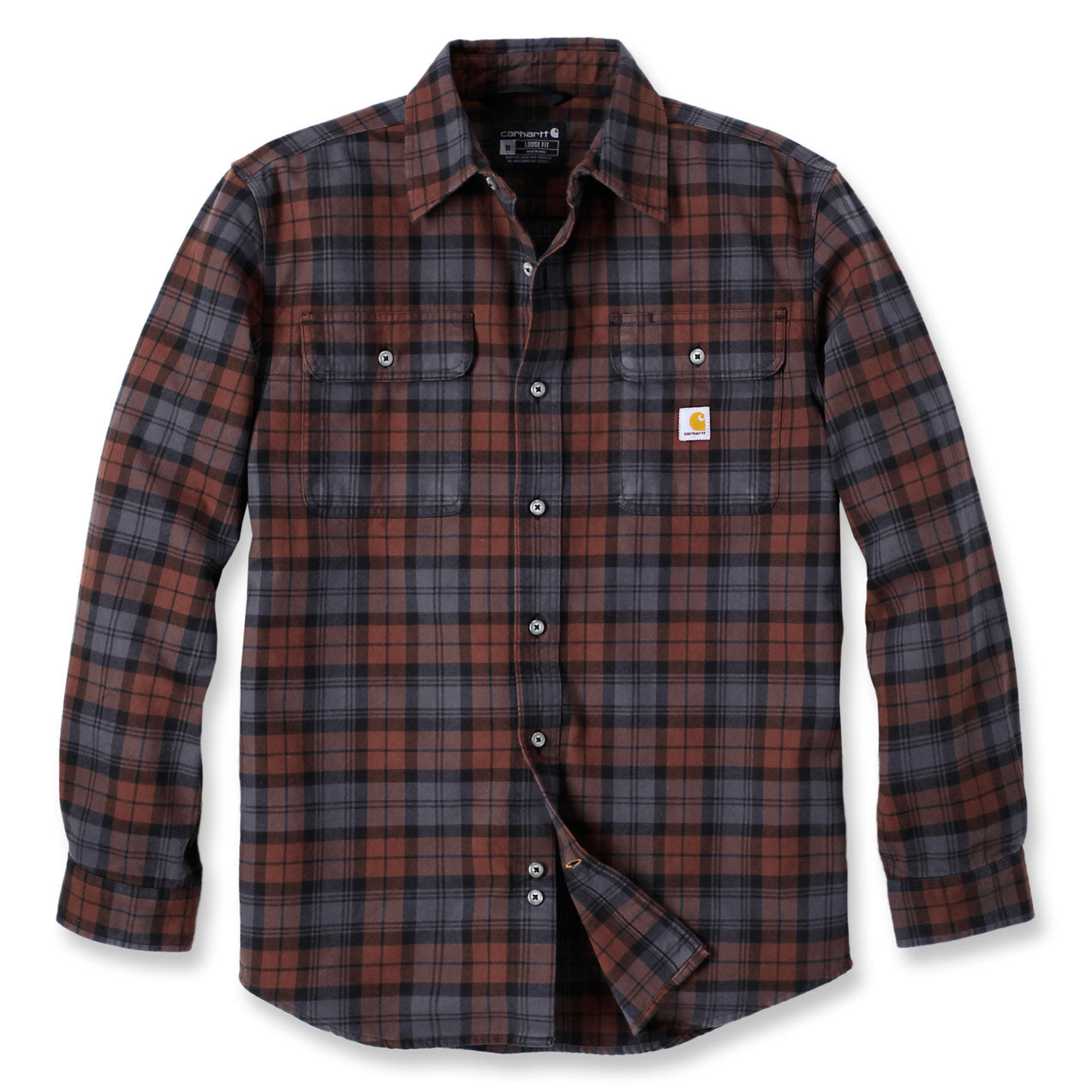 LOOSE FIT HEAVYWEIGHT PLAID FLANNEL SHIRT Mocha