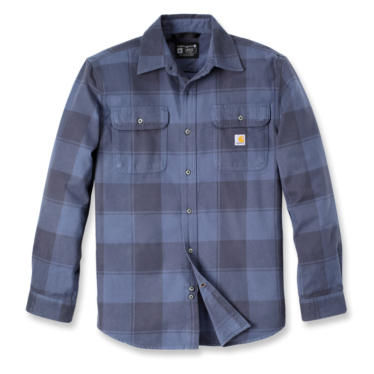 LOOSE FIT HEAVYWEIGHT PLAID FLANNEL SHIRT Navy