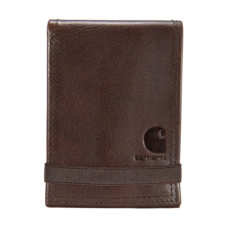 MILLED LEATHER FRONT POCKET WALLET Dark Brown