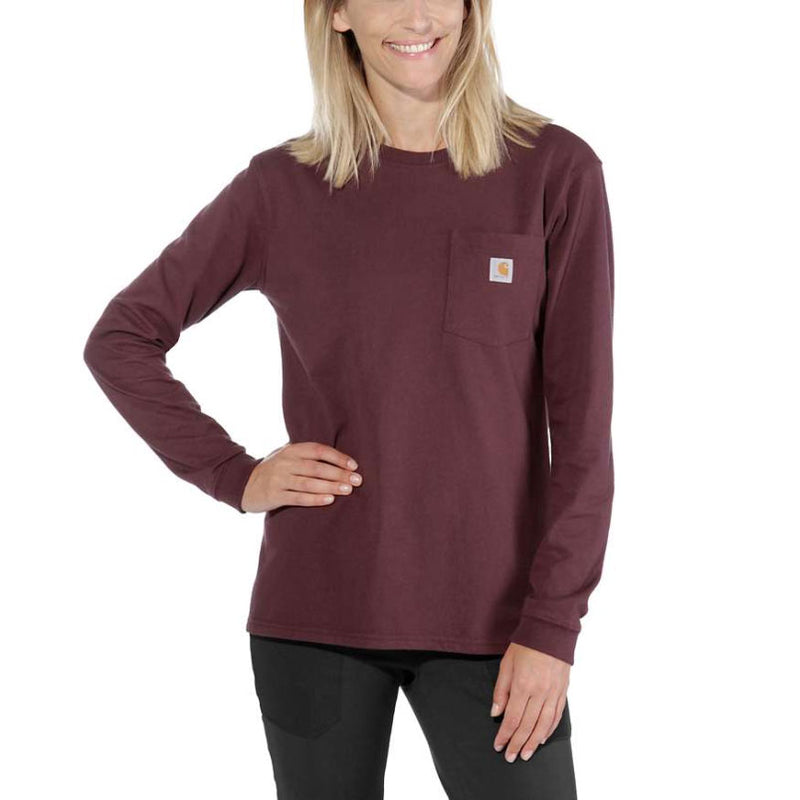 Women's POCKET LONG-SLEEVE T-SHIRT Deep Wine