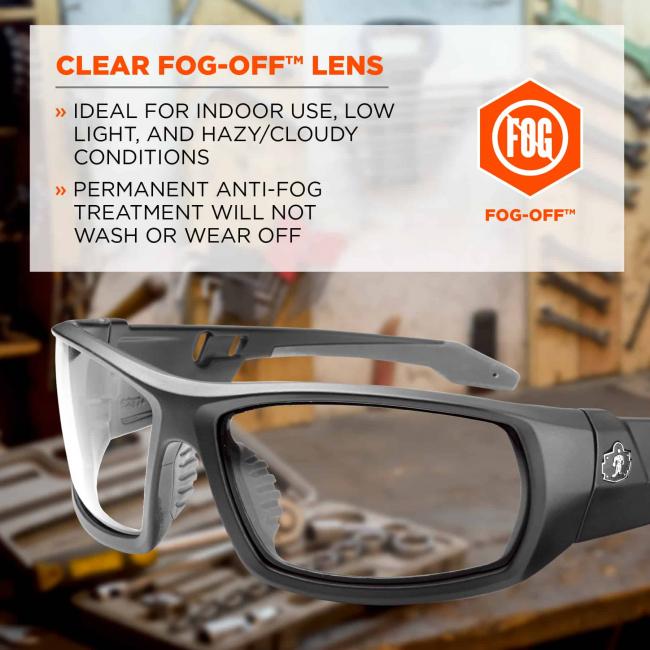 Skullerz® Odin Safety Glasses Clear with Fog-Off