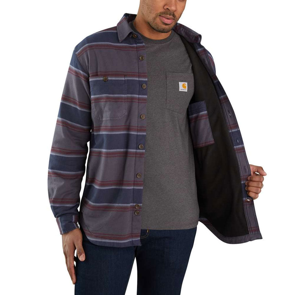 HAMILTON RUGGED FLEX® FLANNEL FLEECE-LINED SHIRT Shadow Stripe