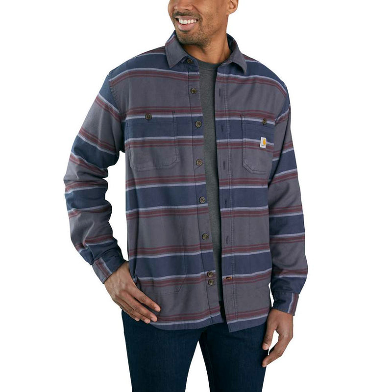 HAMILTON RUGGED FLEX® FLANNEL FLEECE-LINED SHIRT Shadow Stripe