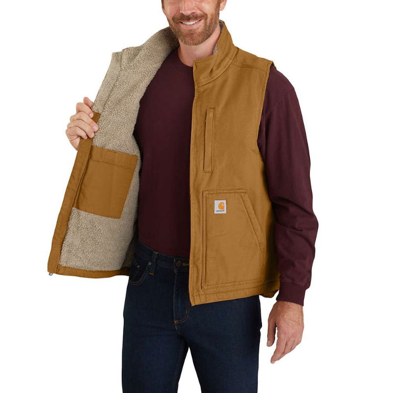 LOOSE FIT WASHED DUCK SHERPA-LINED MOCK-NECK VEST Carhartt Brown